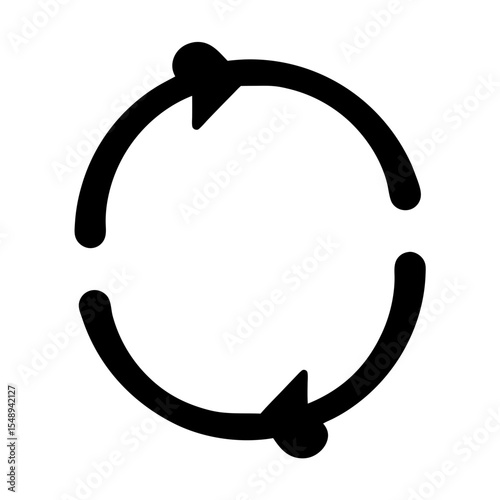 Recycle symbol silhouette sustainability icon, A black silhouette of the recycle symbol, representing sustainability, eco-friendliness, and environmental conservation.
