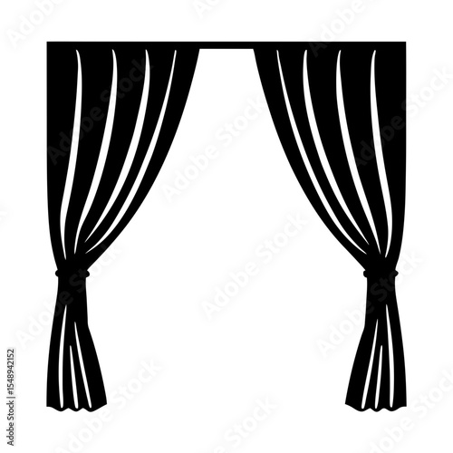 Elegant black curtains in a stage or theater style isolated graphic