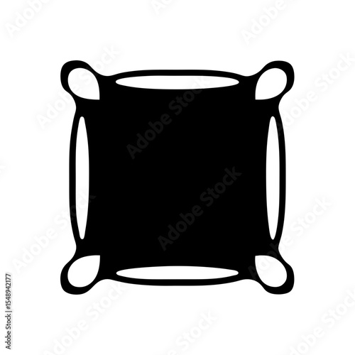 Black and white vector illustration of a minimalist throw pillow design