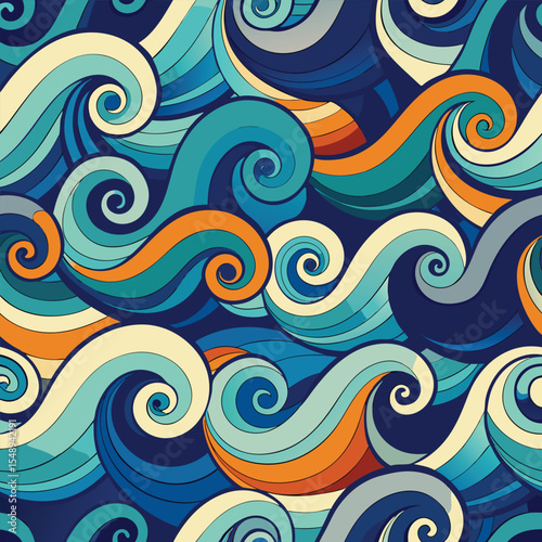 seamless waves and curls backgrounds 