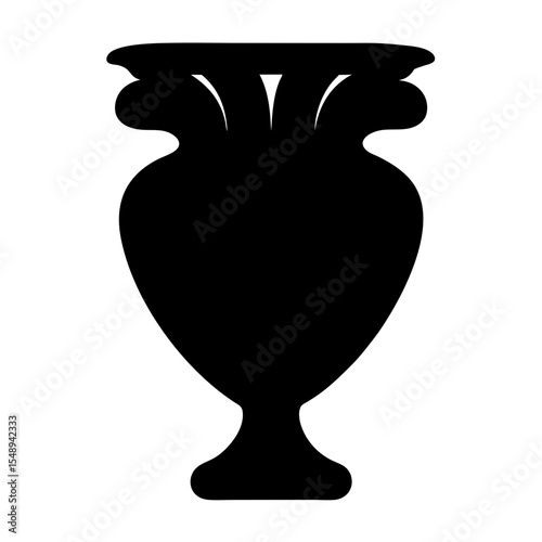 Classical vase silhouette ancient decoration, A black silhouette of a classical vase, symbolizing ancient art, culture, and decorative elements in design.
