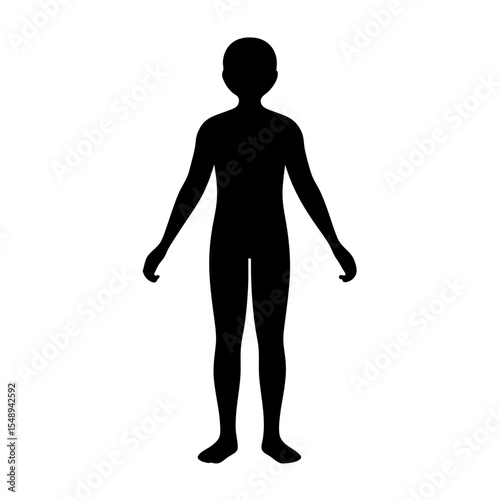 Black silhouette of a standing person with arms relaxed at their sides