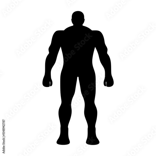 Strongman silhouette fitness and strength, A bold black silhouette of a muscular strongman, symbolizing fitness, strength, and power in minimalist design.
