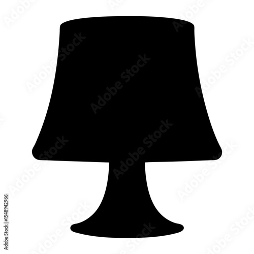 A contemporary silhouette of a table lamp with a wide shade and base