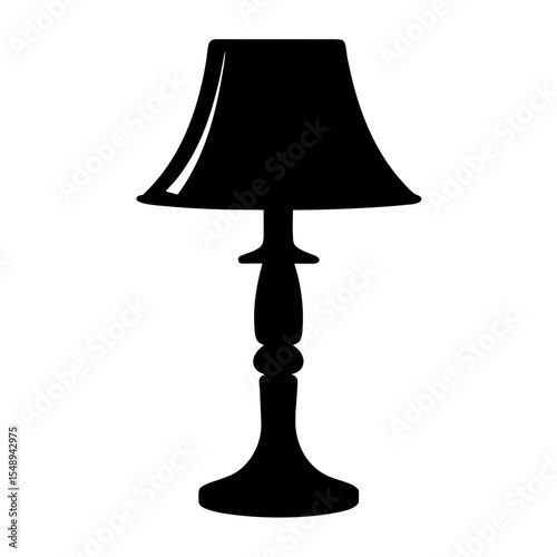 Black silhouette of an ornate table lamp with a lampshade