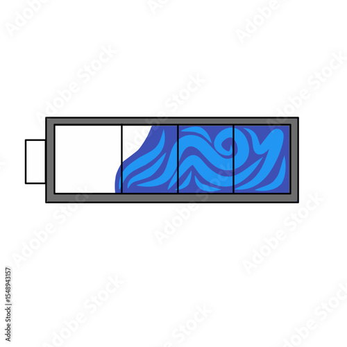 Blue battery indicator with wave illustration