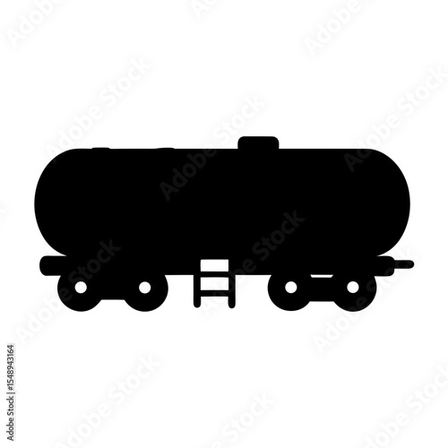 Silhouette of a train tanker car for transporting liquids or gases