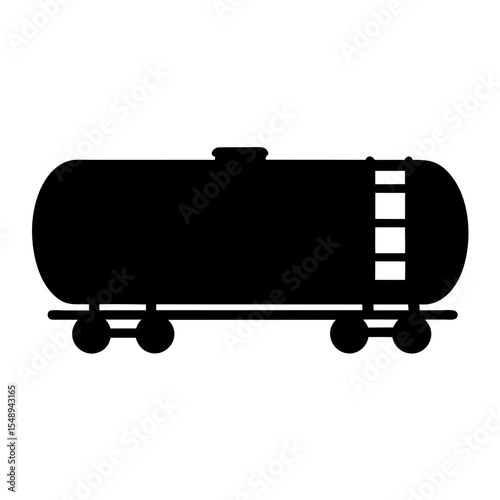 Simple Black and White Illustration of a Tanker Train Car Silhouette