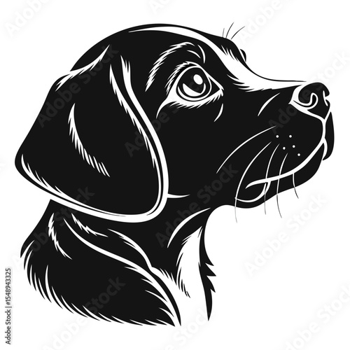Black Adorable Puppy Face Silhouette – Isolated Vector Illustration