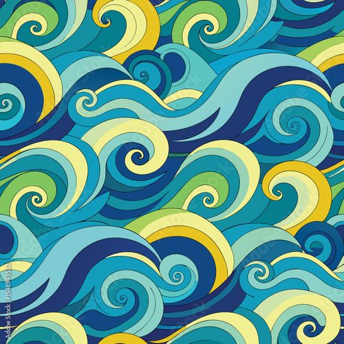 seamless waves and curls backgrounds 