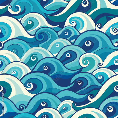 seamless waves and curls backgrounds 