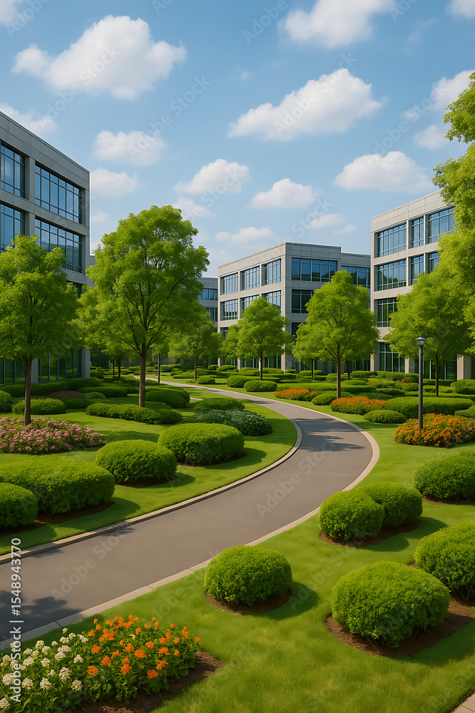Fototapeta premium Where Work Meets Nature: Beautiful Office Campus