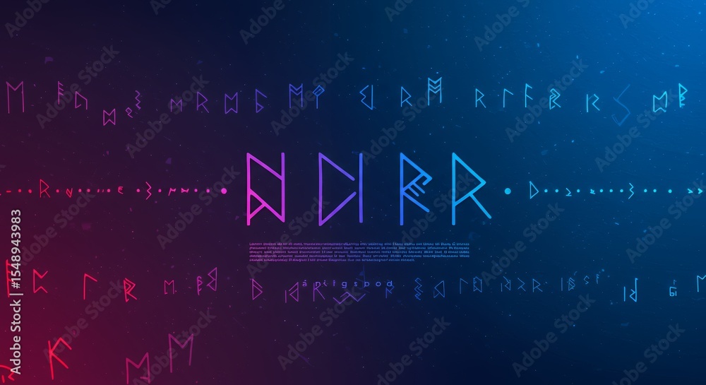 Fototapeta premium Futuristic Elder Futhark Rune Alphabet: A Digital Typography Design
