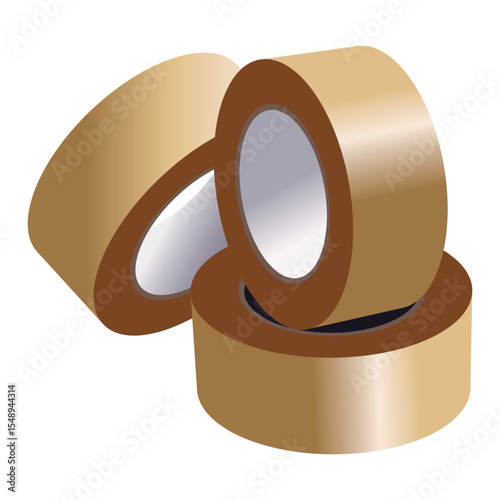 Brown packing tape rolls vector illustration