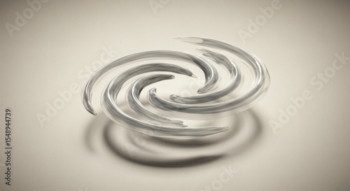 Abstract Swirling Glass Design Elegant Spiral Modern Art 3D Render Cream Background