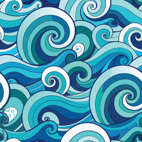 seamless waves and curls backgrounds 