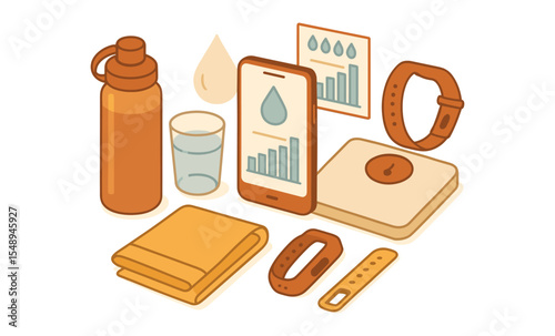 Fitness tracker and hydration essentials with apps and gadgets