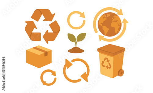 Eco-friendly recycle symbols and icons for sustainability awareness