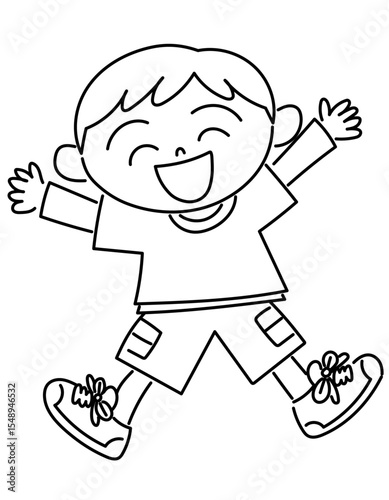 元気にジャンプしている子どものイラスト ベクター