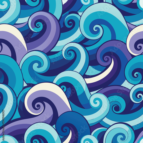 seamless waves and curls backgrounds 