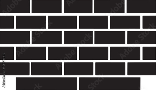 Brick Wall Silhouette in Black | Construction Pattern Illustration Vector Format