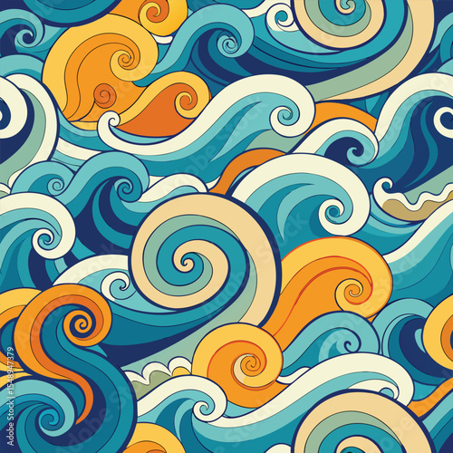 seamless waves and curls backgrounds 