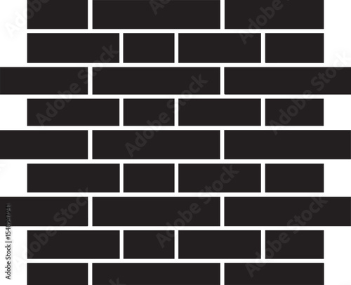 Brick Wall Silhouette in Black | Construction Pattern Illustration Vector Format
