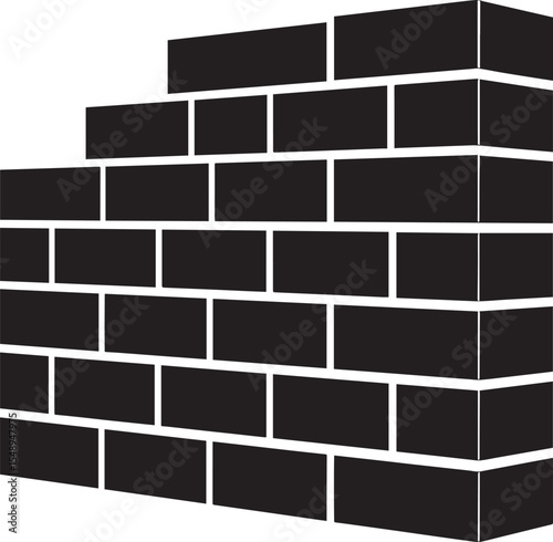 Brick Wall Silhouette in Black | Construction Pattern Illustration Vector Format