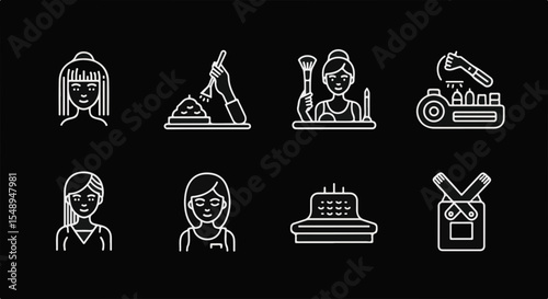 Illustrative icon set of women in various professions