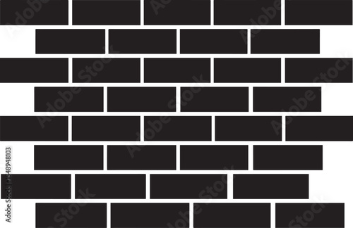 Brick Wall Silhouette in Black | Construction Pattern Illustration Vector Format