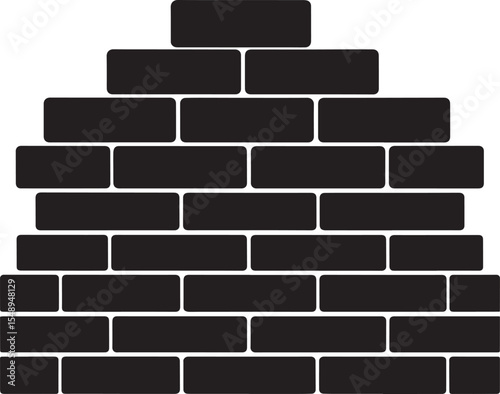 Brick Wall Silhouette in Black | Construction Pattern Illustration Vector Format