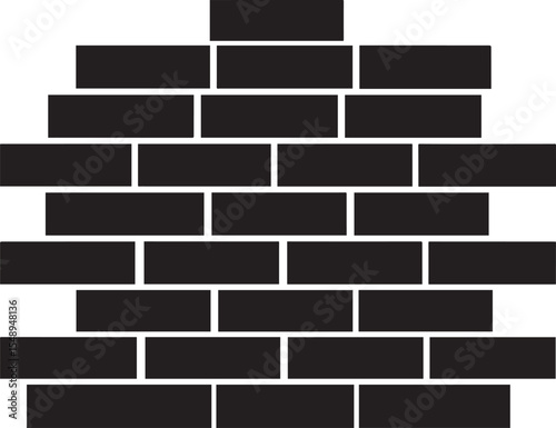 Brick Wall Silhouette in Black | Construction Pattern Illustration Vector Format