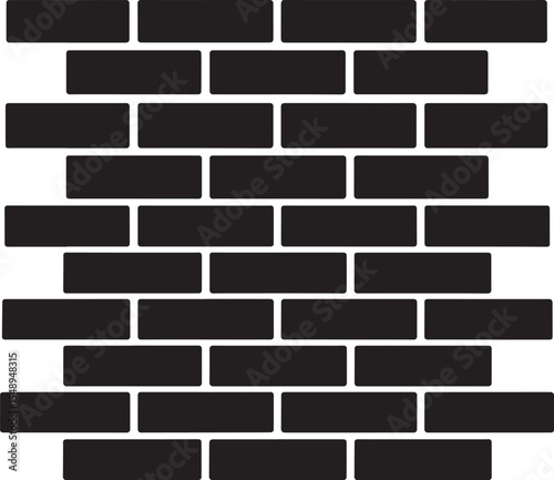 Brick Wall Silhouette in Black | Construction Pattern Illustration Vector Format