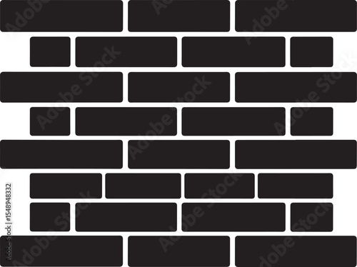 Brick Wall Silhouette in Black | Construction Pattern Illustration Vector Format