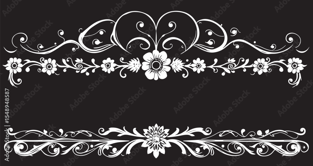 Fototapeta premium A set of decorative patterned borders, lines, and stripes. Hand drawn vector illustration