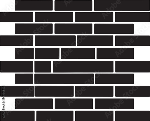 Brick Wall Silhouette in Black | Construction Pattern Illustration Vector Format