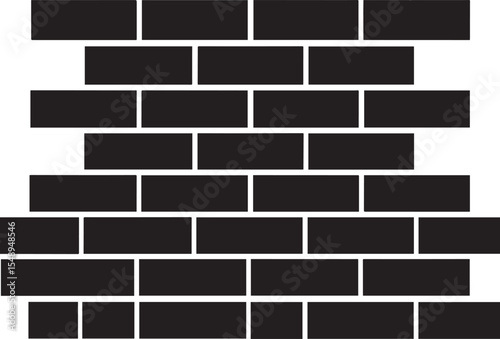 Brick Wall Silhouette in Black | Construction Pattern Illustration Vector Format