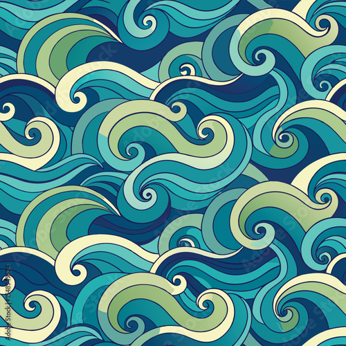 seamless waves and curls backgrounds 