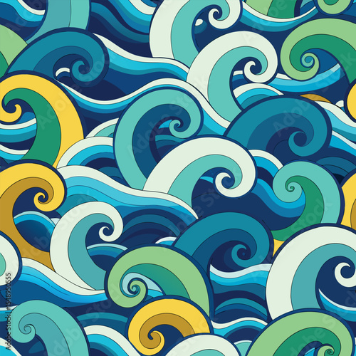 seamless waves and curls backgrounds 