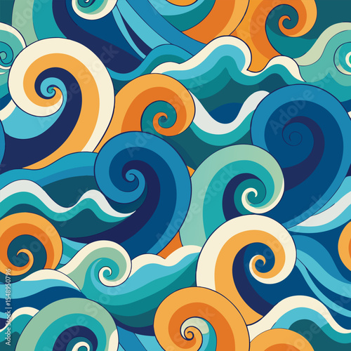 seamless waves and curls backgrounds 