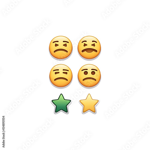 Emoji feedback rating set sad faces and star ratings