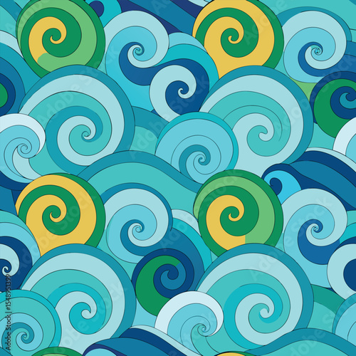 seamless waves and curls backgrounds 