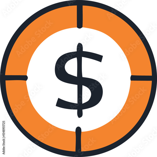 Targeting Financial Success A Bold Dollar Sign in the Crosshairs of an Orange and Black Target Representing Investment Goals and Strategic Financial Planning