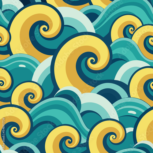 seamless waves and curls backgrounds 