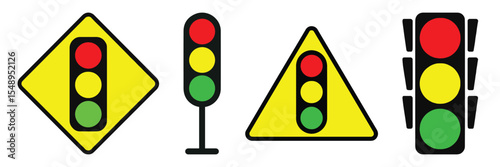 Traffic Light Icon Set - Road Safety Signals Collection