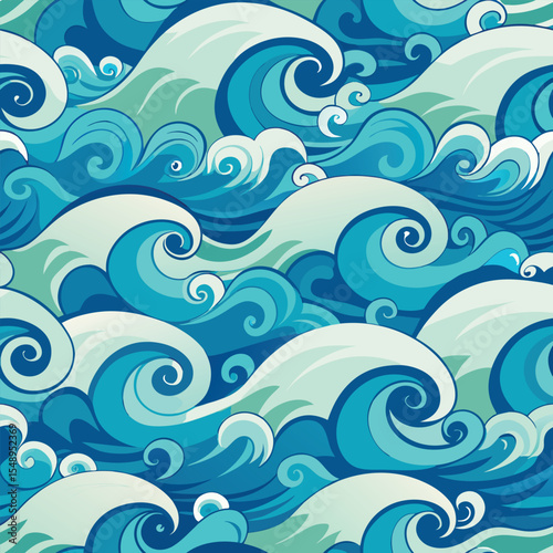 seamless waves and curls backgrounds 