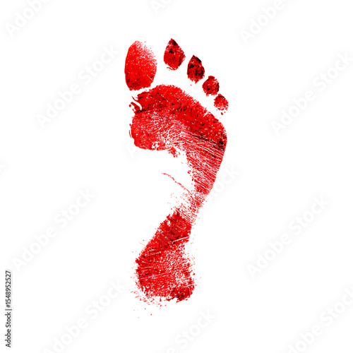 Bloody Footprint Mystery Crime Scene Forensic Evidence against transparent background