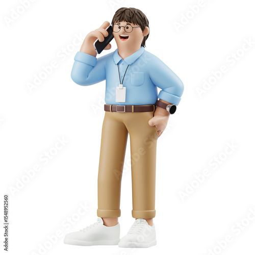 3D Rendering of Man Calling on Smartphone