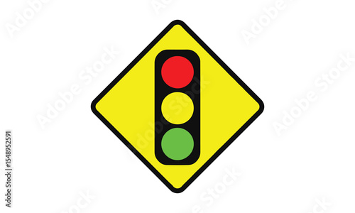 Diamond Traffic Light Warning Sign - Road Safety Icon