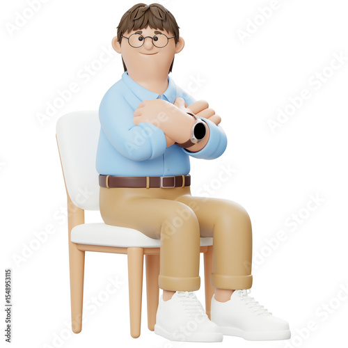 3D Render of Man Sitting on Chair